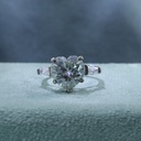 Heart And Tapered Baguette Cut Diamond 3 Stone Style Engagement Ring For Women