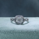  Cushion And Round Cut Diamond Twisted Style Engagement Ring For Women