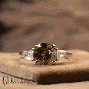 Brown Round And Tapered Baguette Cut Diamond 3 Stone Engagement Ring For Women