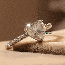 Heart And Round Cut Diamond Solitaire With Accent  Engagement Ring For Women  