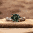 Blue Round Cut Diamond 3 Row Solitaire Accents Engagement Ring For Women 