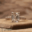 Emerald And Round Cut Diamond Solitaire With Accent Engagement Ring For Women