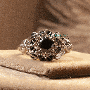 black Round Cut Diamond Art Deco Style Engagement Ring For Women