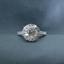 Round Cut Diamond Halo With Accent Style Engagement Ring For Women 