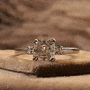  Off White Asscher Cut Diamond 3 Stone Style Engagement Ring For Women