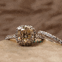 Brown Cushion Cut Diamond Halo With Accent Heavy Ring  Bridal set Wedding Band For Women 