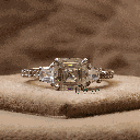  Off White Asscher Cut Diamond Solitaire With Accent Engagement Ring For Women 