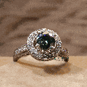 Green Round Cut Diamond Hidden Halo With Accents  Engagement Ring for Women 