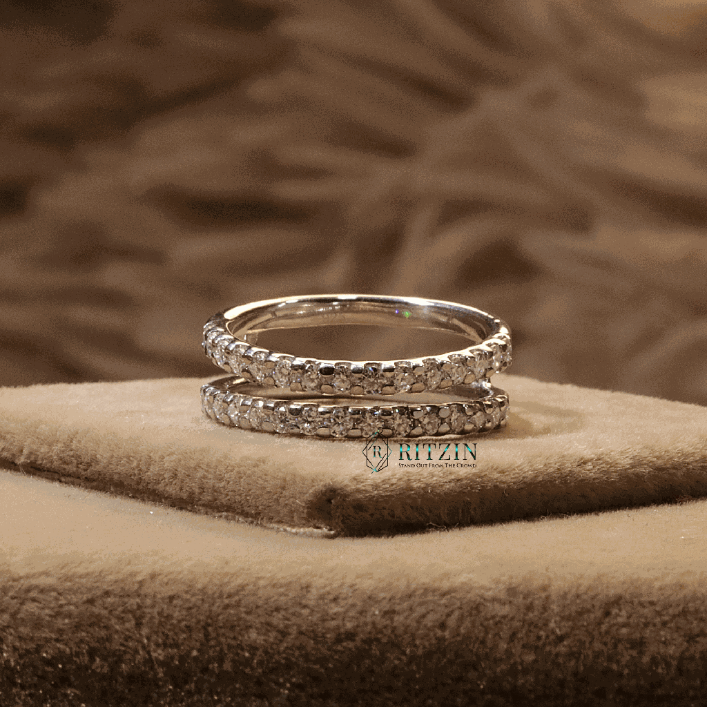 Round Cut Diamond Half Eternity Wedding Band For Women