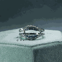 Blue Round Cut Diamond Unique Style Engagement Ring For Women 