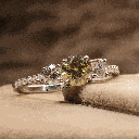 Yellow Round Cut Diamond Solitaire With Accents Engagement Ring For Women 
