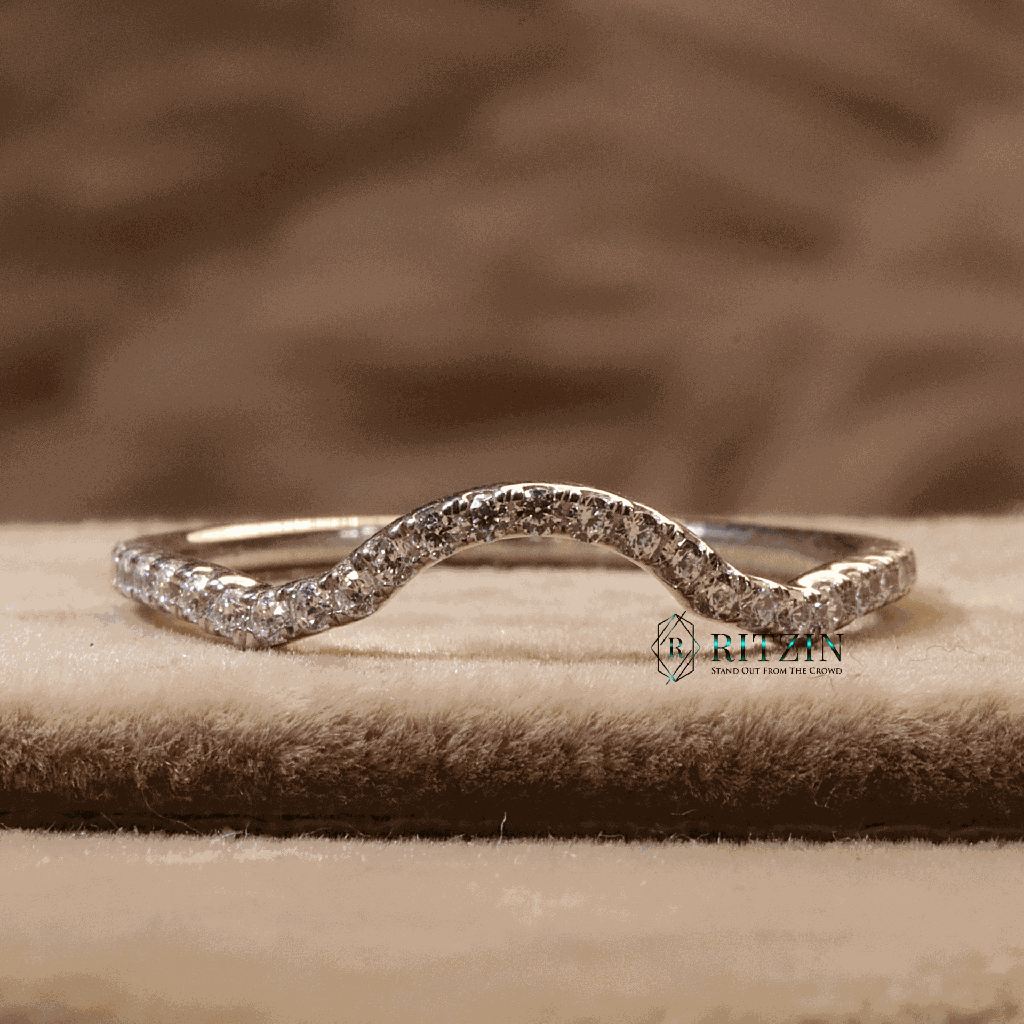 Round Cut Diamond Half Eternity Wedding Band For Women