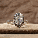 Oval And Round Cut Diamond Halo With Accent Engagement Ring For Women 