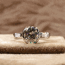Round And Baguette Cut 3 Stone Style Engagement Ring For Women 