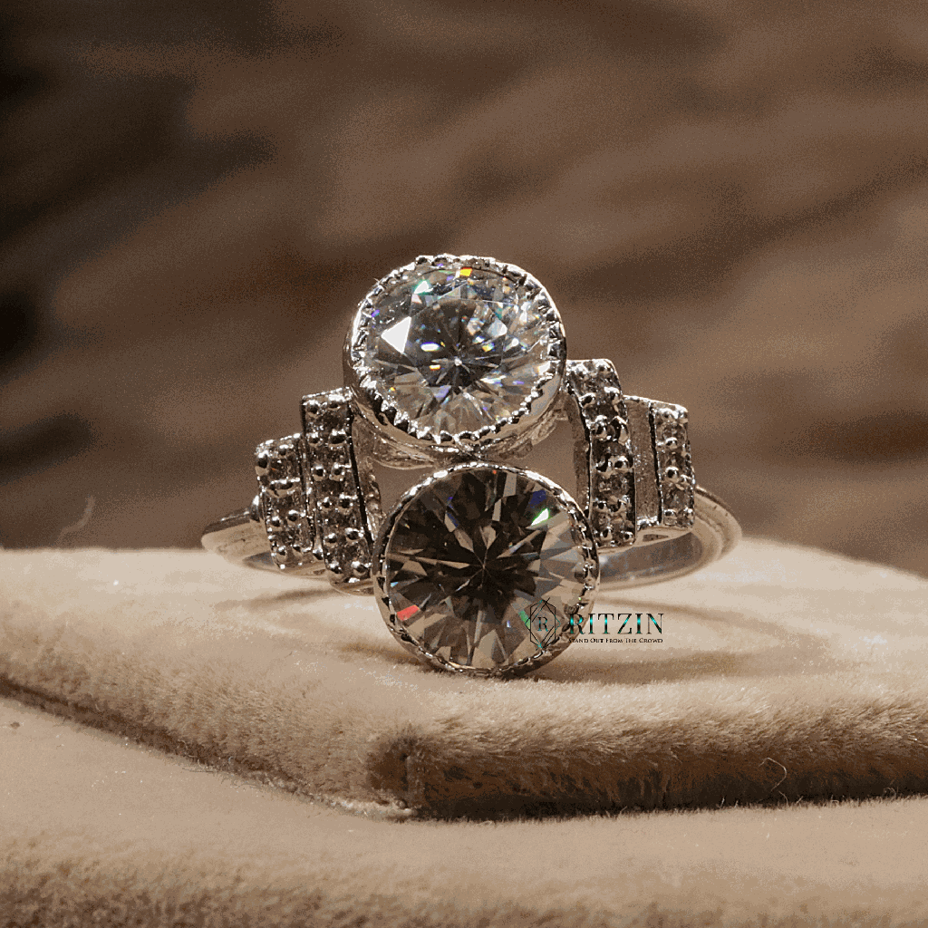 Round Cut Diamond Unique Style Engagement Ring For Women