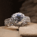 Round Cut Diamond Double Halo With Accent Engagement Ring For Women
