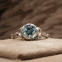 Blue Round Cut Diamond Solitaire Style Engagement Ring For Women