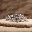 Round Cut Diamond 3 Stone With Accent Engagement Ring For Women