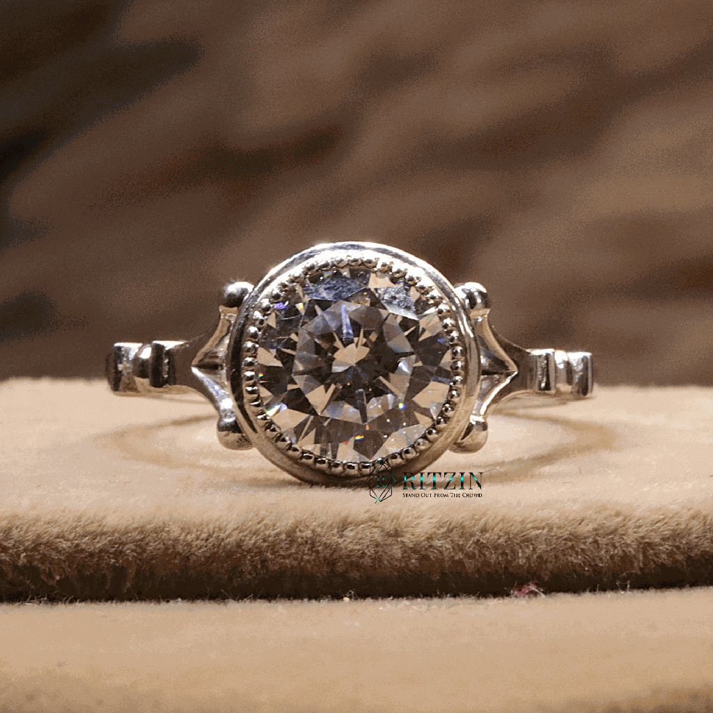 Round Cut Diamond Solitaire Style Engagement Ring For Women 