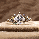 Princess And Round Cut Diamond Cluster Style Engagement Ring For Women