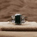 Green Emerald Cut Diamond 3 Stone Style Engagement Ring For Women 