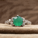 Green Round Cut Diamond Solitaire With Accent Engagement Ring For Women 