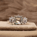 Asscher And Round Cut 3 Stone Style Engagement Ring For Women