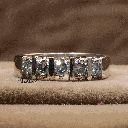 Blue Round Cut Diamond Half Eternity Wedding Band For Women 