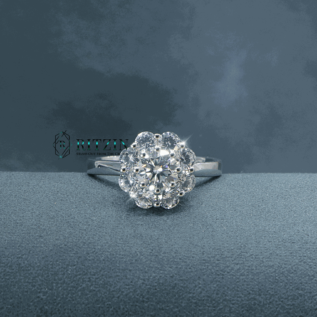 Round Cut Diamond Floral Style Engagement Ring For Women