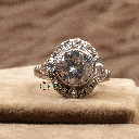 Round And Baguette Cut Diamond Art Deco Style Engagement Ring For Women 