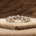 Baguette And Round Cut Diamond Half Eternity Wedding Band For Women