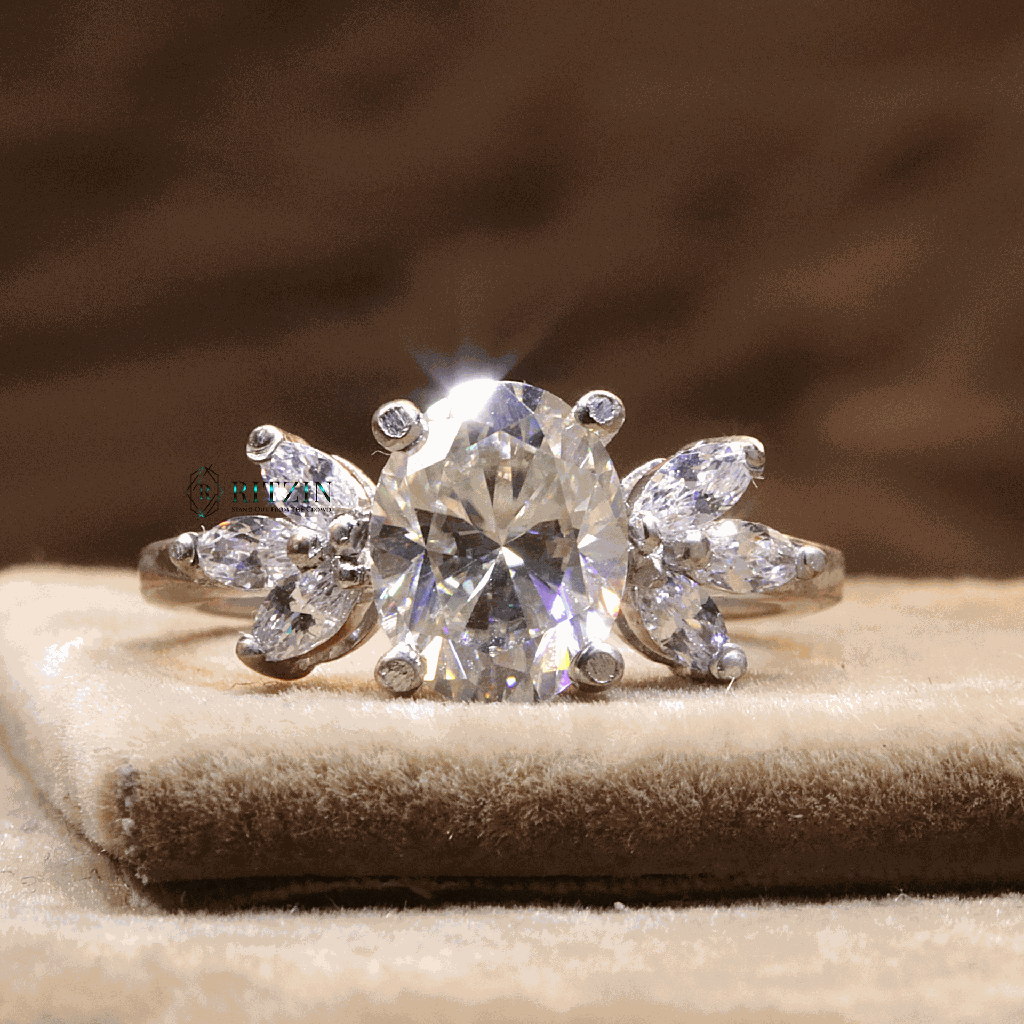 Oval And Marquise Cut Diamond 7 Stone Style  Engagement Ring For Women