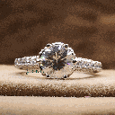 Round Cut Diamond Hidden Halo With Accent Engagement Ring For Women 