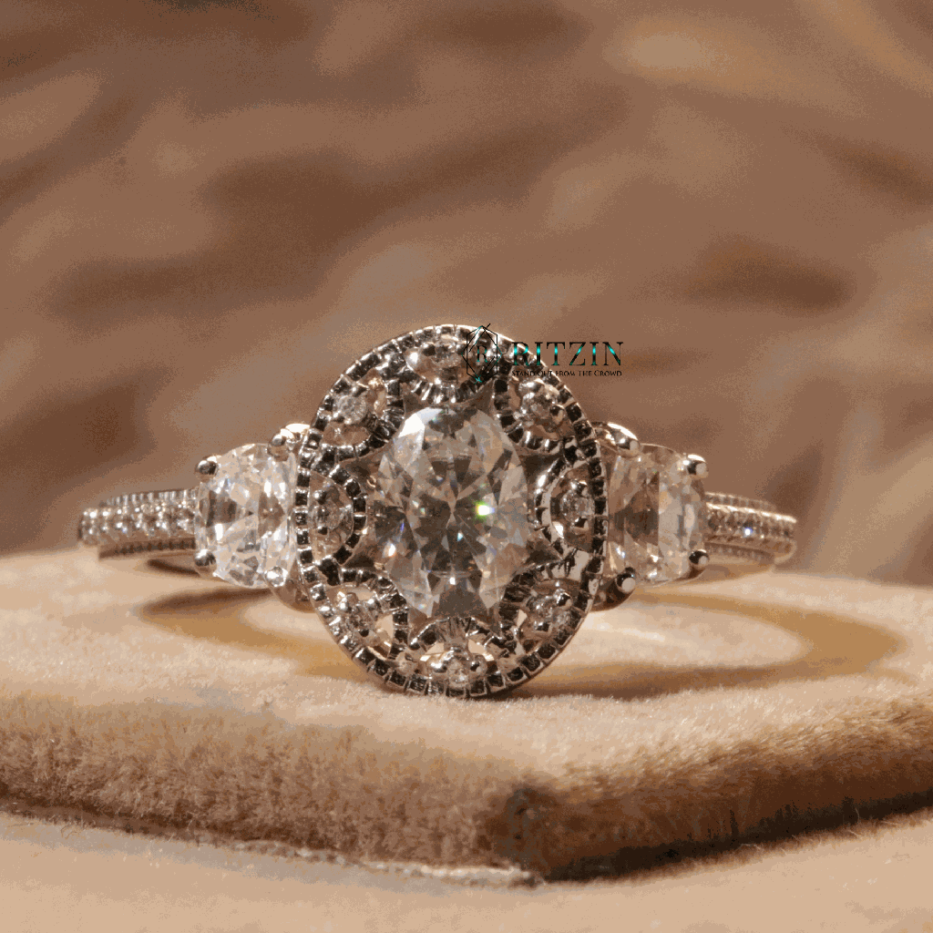 Oval Cut Diamond Unique Style Engagement Ring for Women