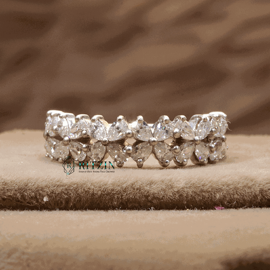 Pear Cut Diamond Half eternity Wedding band For Women