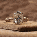 Oval And Round Cut Diamond Hidden Halo With Accent Engagement Ring For Women