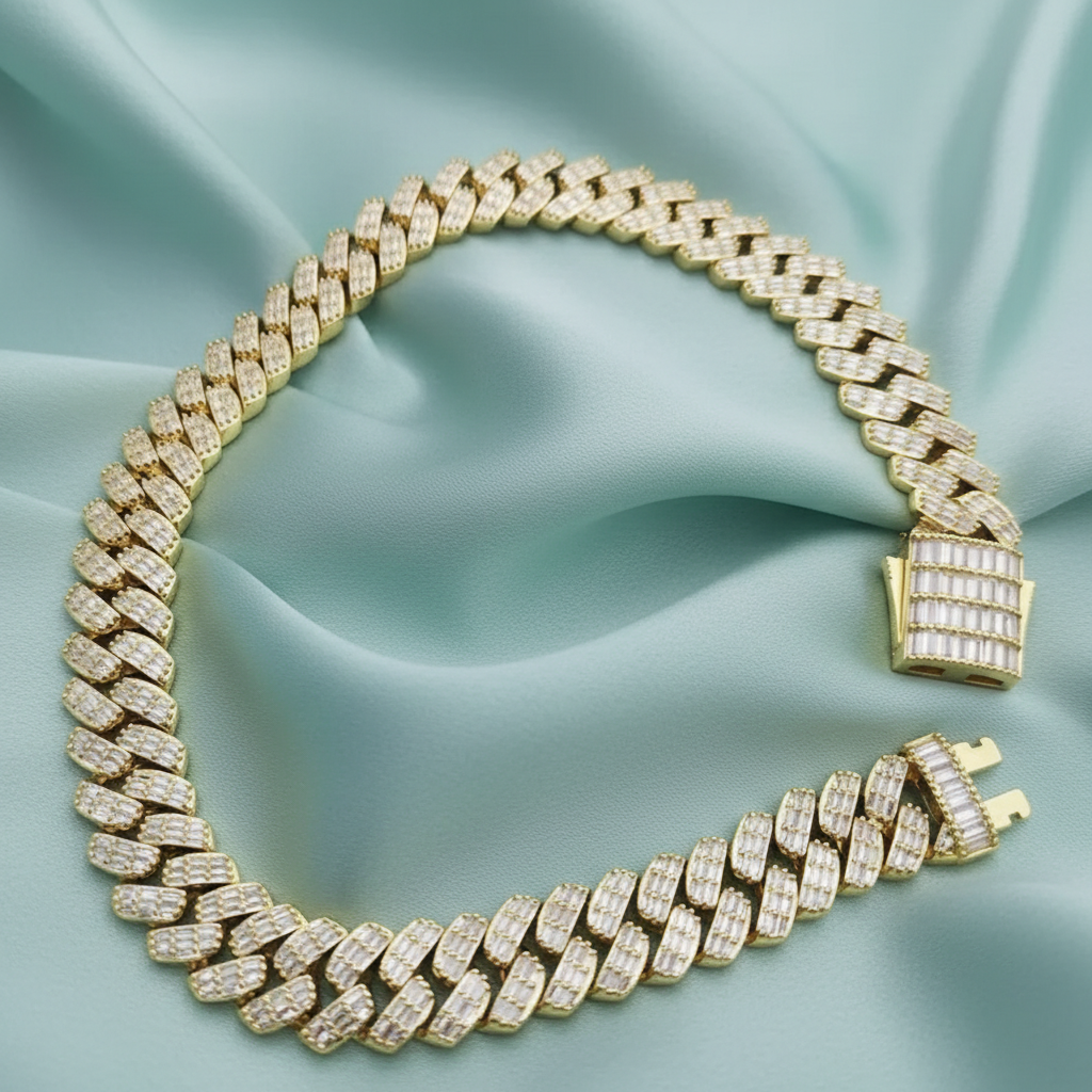 Baguette Cut Diamond Cuban Chain For Men Hip hop jewelry Heavy Design Chain