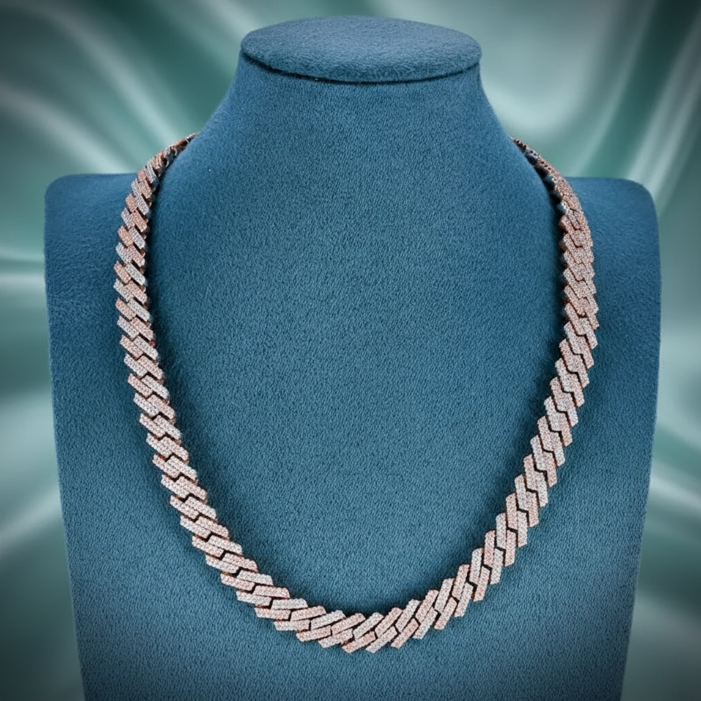 Round And Baguette Cut Diamond Cuban Chain For Men Hip hop Jewelry