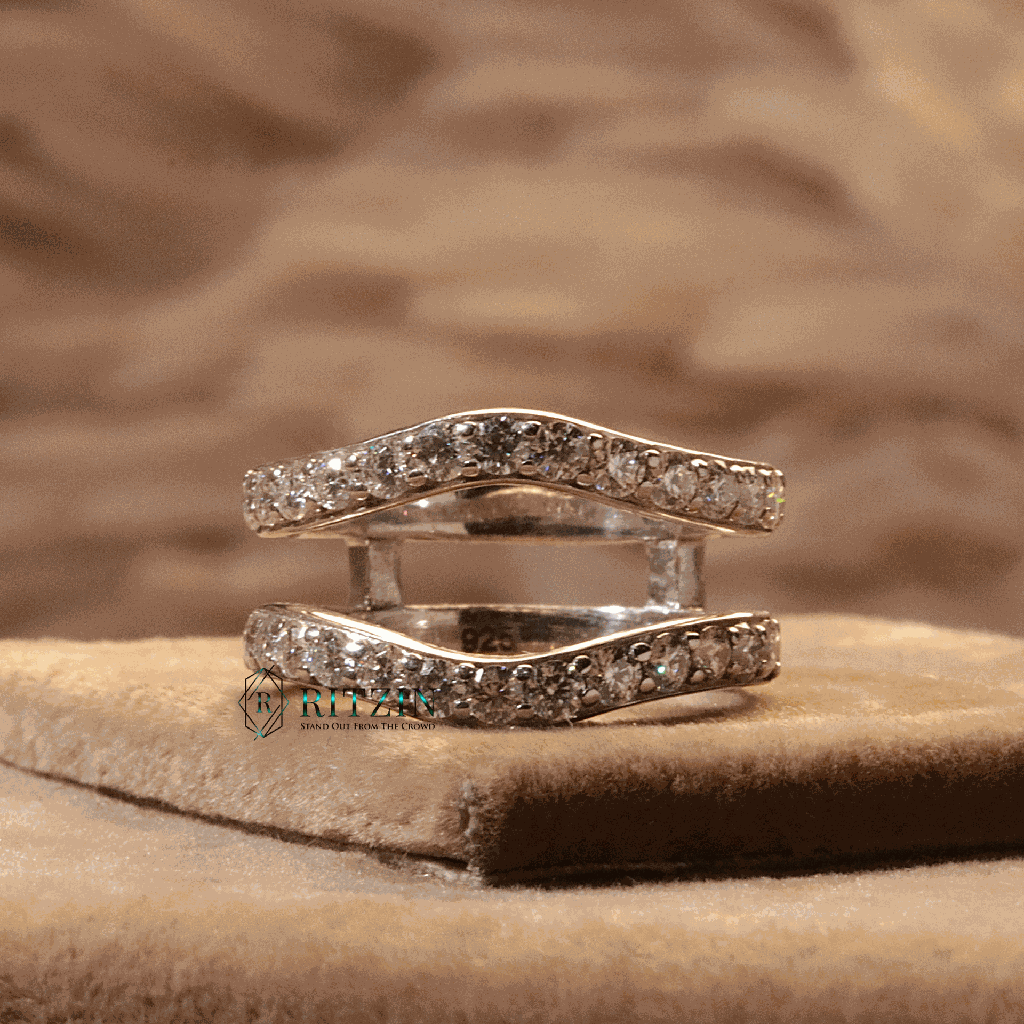 Round Cut Diamond Half Eternity Wedding Band For Women