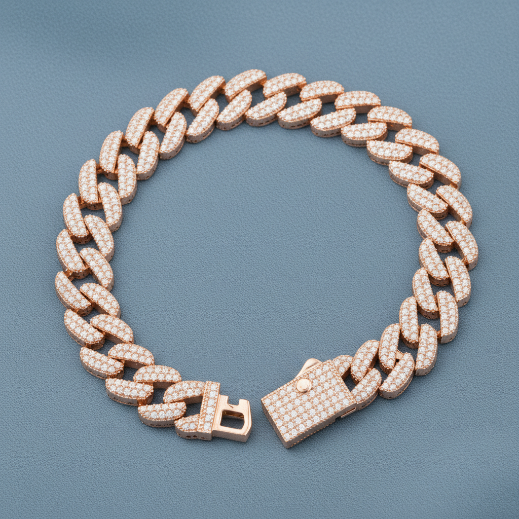 Gourmet Chain Bracelet - Hip Hop Iced Out Chain Bracelet - Iced Out Bracelet - Silver Thick Chain Bracelet, Gourmet Bracelet