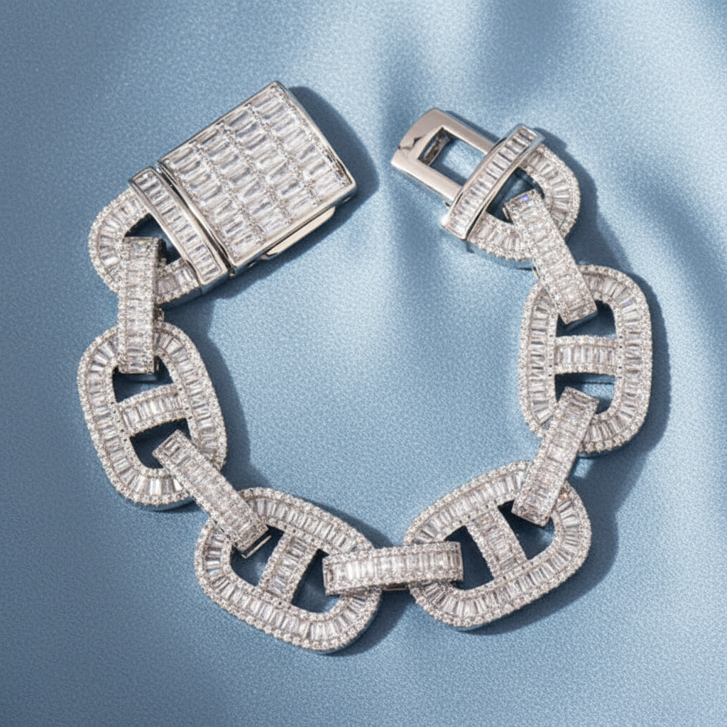 Round Cut Diamond Excellent Style Cuban Link Bracelet For Men Hip hop Jewelry