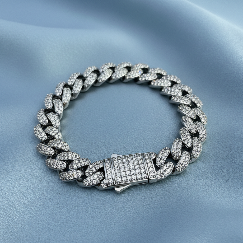 Round Cut Diamond Hip hop Jewelry Cuban Bracelet For Men Excellent Style Heavy Design Bracelet