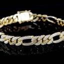 Cuban Link Bracelet, Round Cut White Diamond Men's Bracelet, Yellow Gold Plated Bracelet, Hip Hop Bracelet, Gifts For Him, Rapper Bracelet