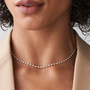 2.00MM Round Cut Diamond Bezel Setting Tennis Chain For Women