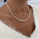 6.00 x 4.00MM Emerald Cut Diamond Bezel Setting Tennis Chain For Women