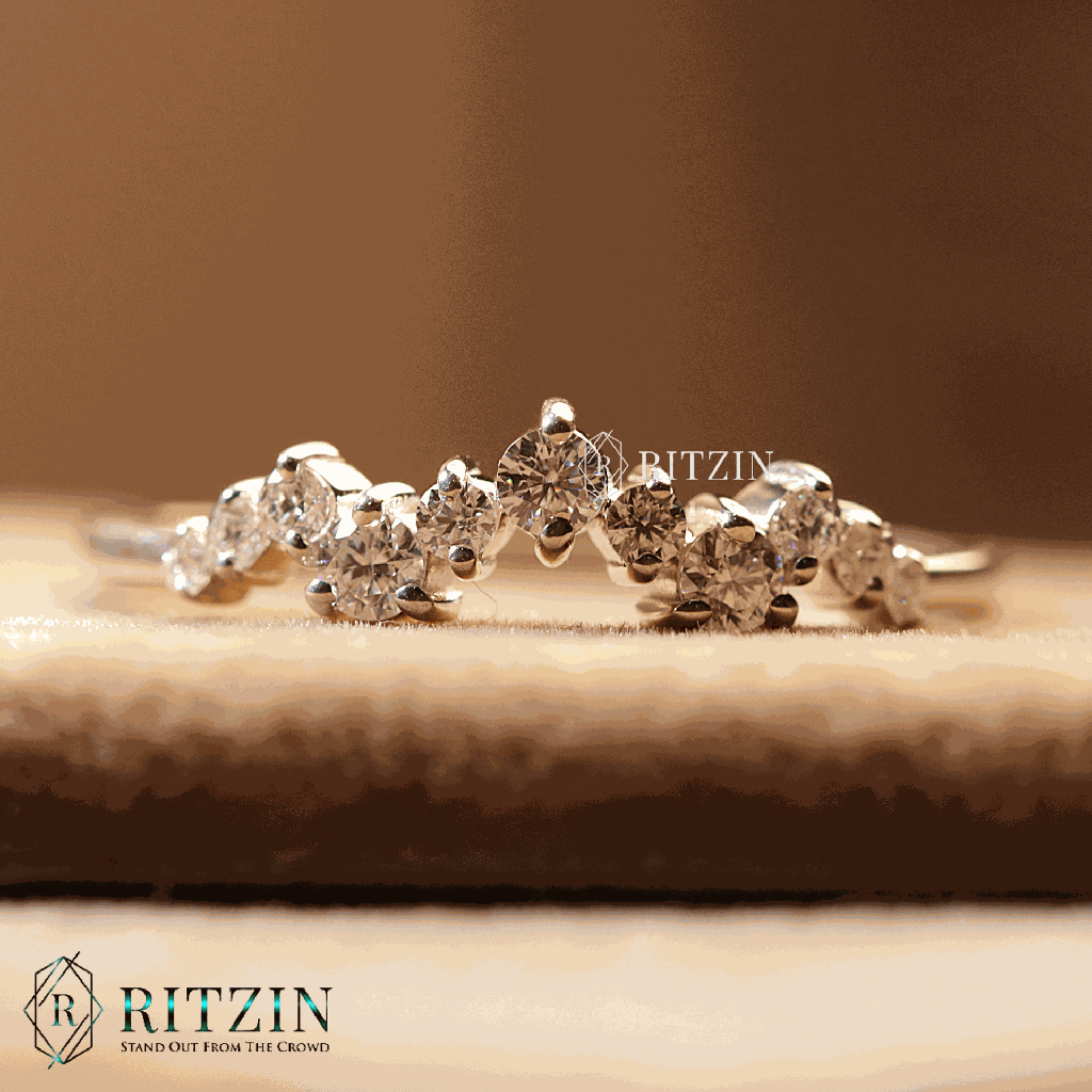 Round Cut Diamond Half Eternity Wedding Band For Women