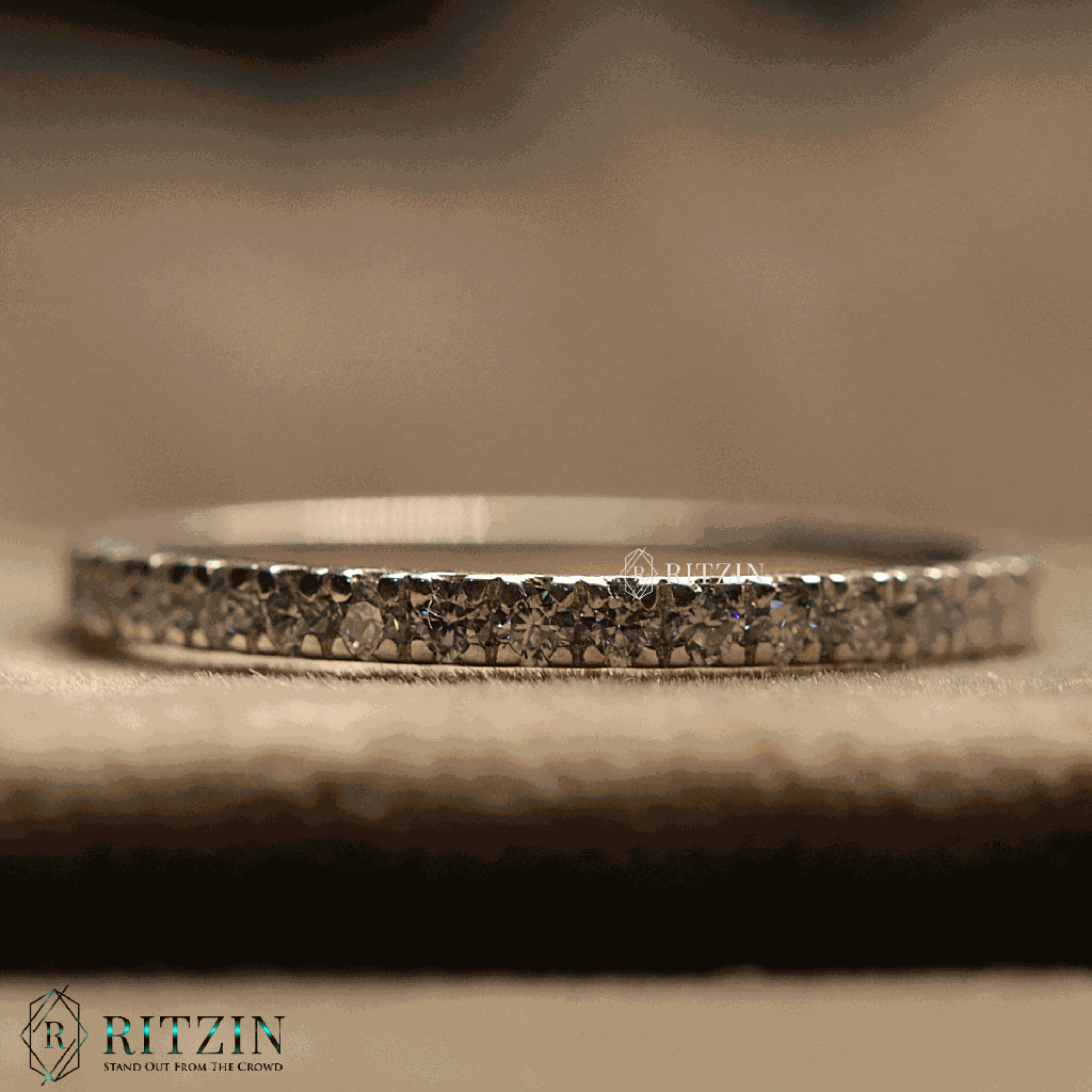 Round Cut Diamond Half Eternity Wedding Band For Women