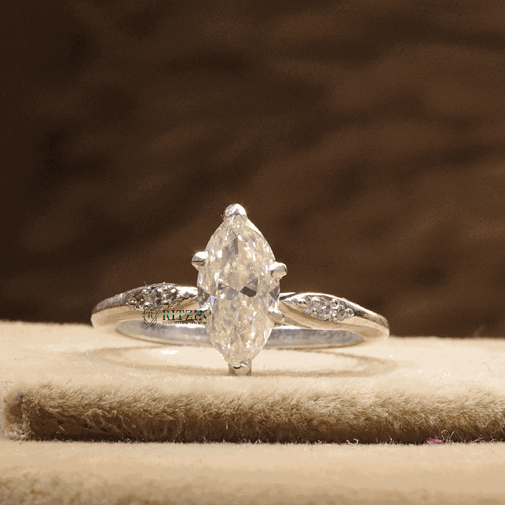 Marquise And Round Cut Diamond 7 Stone Style Engagement Ring For Women