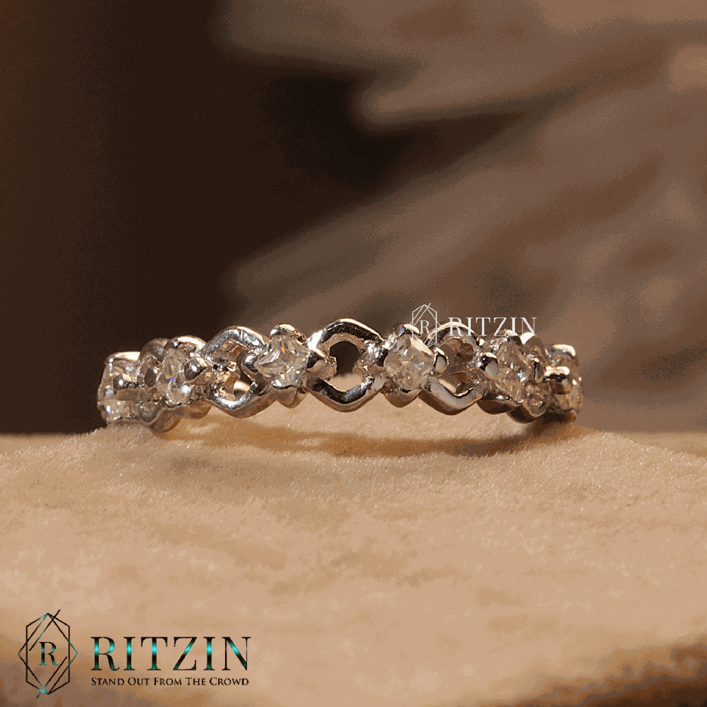 Princess Cut Diamond Unique Style Full Eternity Wedding Band For Women 