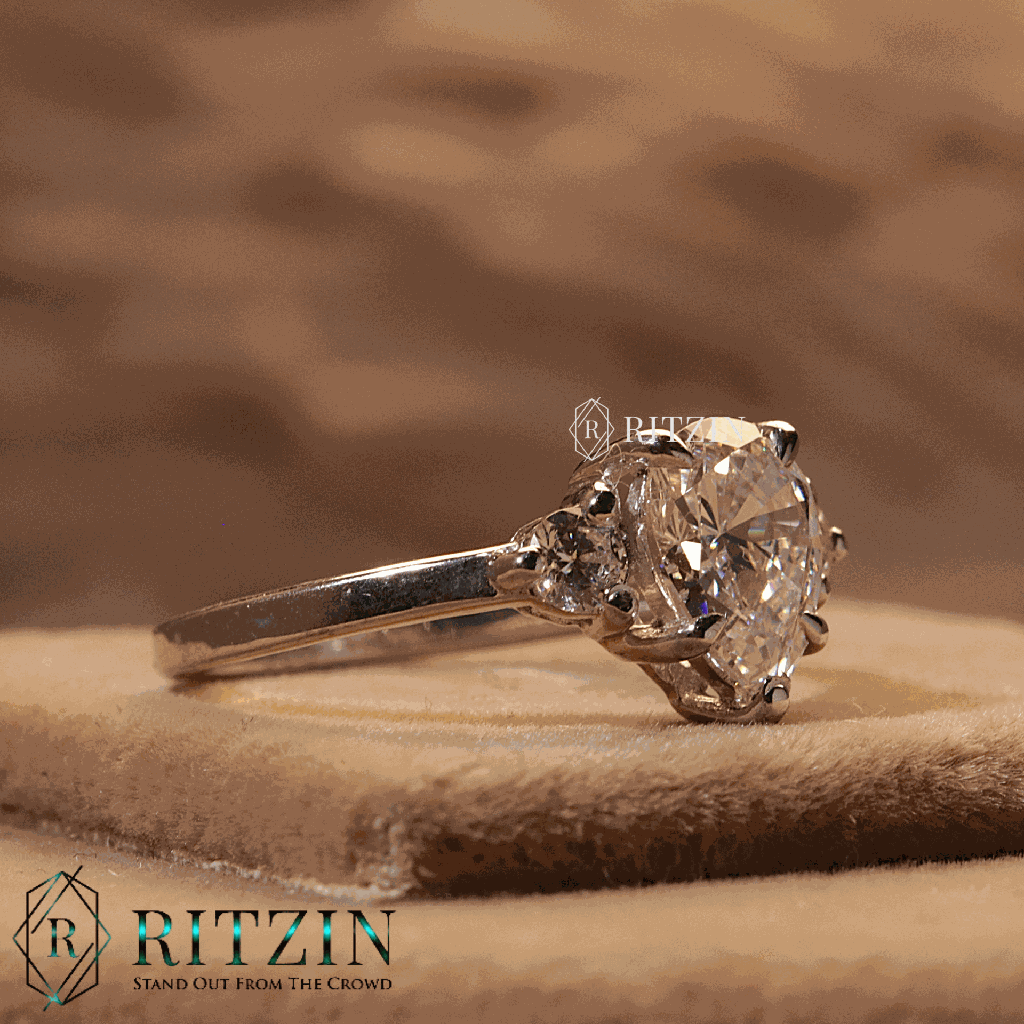 Pear And Round Cut Diamond 3 Stone Style Engagement Ring For Women 